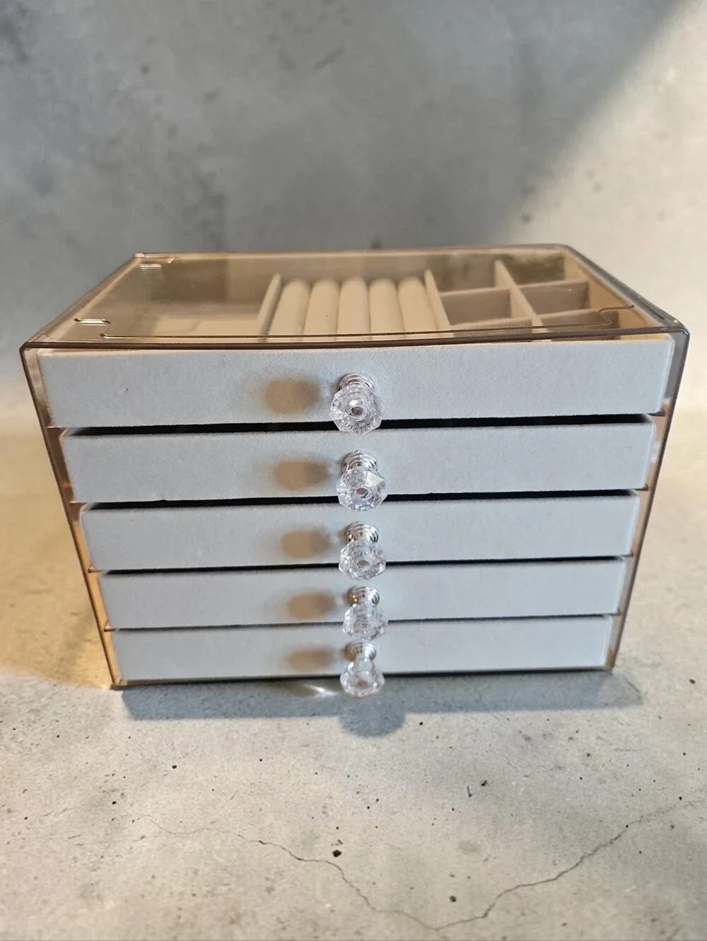 S.B  NWT Stackable White Jewelry Organizer with Clear Drawers